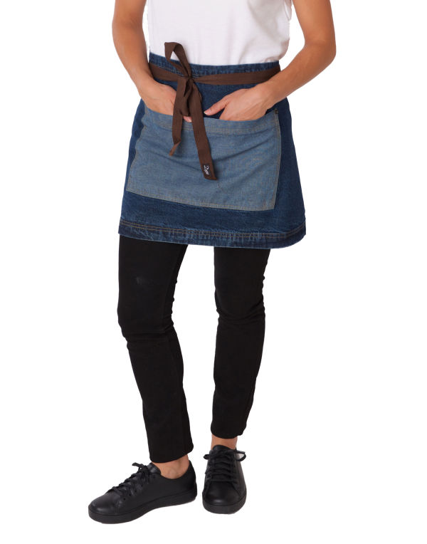 DP103B Dennys Denim Waist Apron with Contrasting Pocke